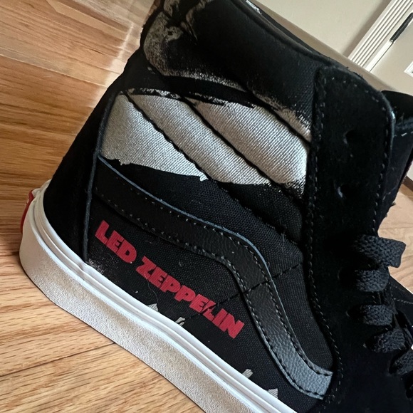 Limited Edition Leather Led Zeppelin Vans, size 7.5... | Depop Vans Black and White Led Zeppelin Women\'s Shoes